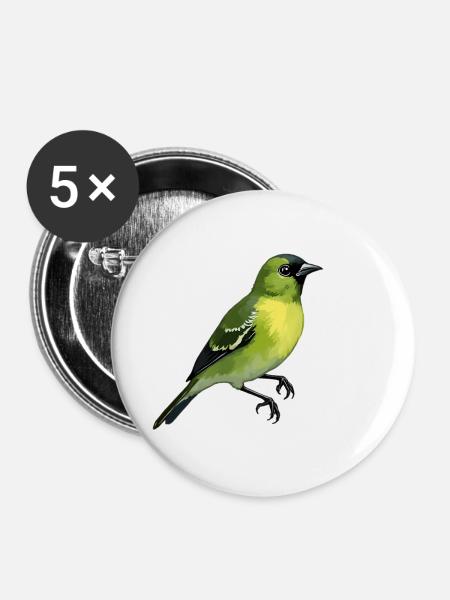 Grünfink Vogel - Buttons groß 56 mm (5er Pack) - Weiß