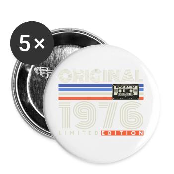 Original 1976 Vintage Retro Geburtstag Geschenk - Buttons groß 56 mm (5er Pack) - Weiß - Vorne