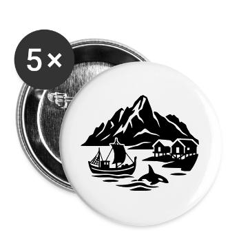 Vesterålen, Norvège - Lot de 5 grands badges (56 mm) - blanc - Devant