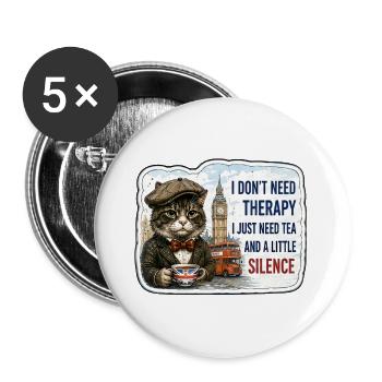Thé et Silence - Lot de 5 grands badges (56 mm) - blanc - Devant