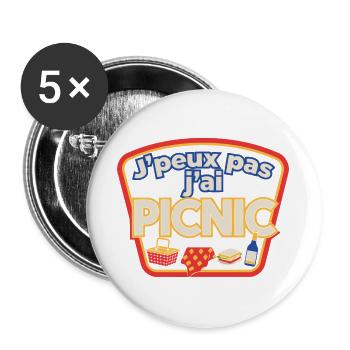 J'peux pas j'ai picnic - Lot de 5 grands badges (56 mm) - blanc - Devant