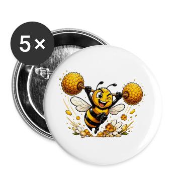Biene Honig Imker Honigwabe Blumen Wiese Insekt - Buttons groß 56 mm (5er Pack) - Weiß - Vorne