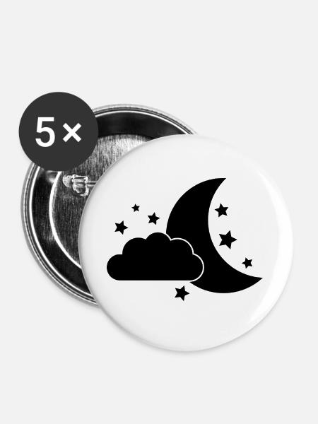 Gute Nacht - Buttons groß 56 mm (5er Pack) - Weiß