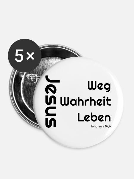 Weg der Wahrheit Leben - Buttons groß 56 mm (5er Pack) - Weiß