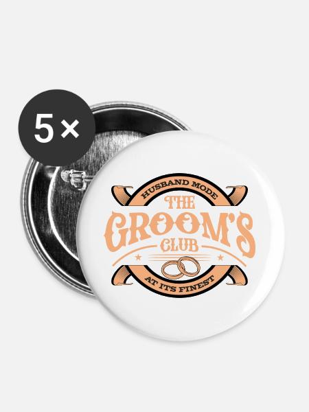 The Grooms Club - Buttons groß 56 mm (5er Pack) - Weiß