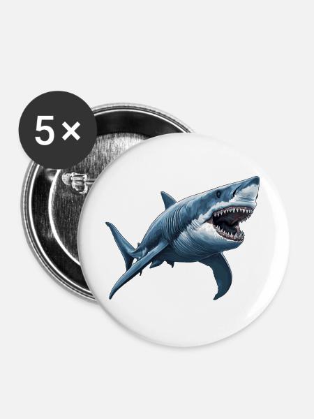 Haie Hai - Buttons groß 56 mm (5er Pack) - Weiß
