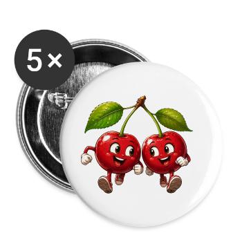 Cerises amicales - Lot de 5 grands badges (56 mm) - blanc - Devant