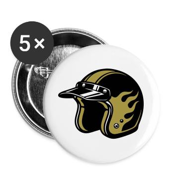 Motorradhelm Flammen Biker Motorrad Club - Buttons groß 56 mm (5er Pack) - Weiß - Vorne