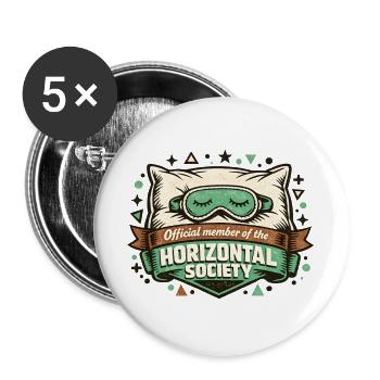 Official member of the Horizontal Society - Buttons large 2.2''/56 mm (5-pack) - white - Front