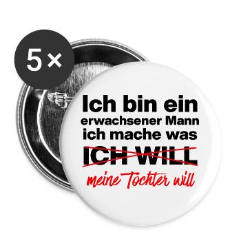 Papa, Vater macht was Tochter will Vater, Geschenk - Buttons groß 56 mm (5er Pack) - Weiß - Vorne