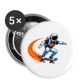 Astronaut Skateboard in Space - Buttons large 2.2''/56 mm (5-pack) - white - Front