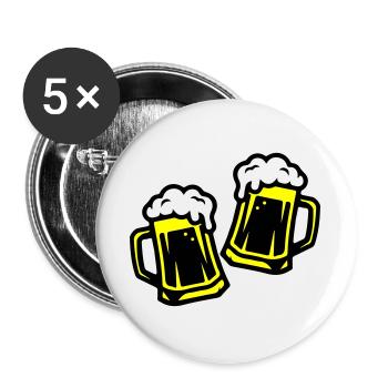 Bier Anstoßen Saufen - Buttons groß 56 mm (5er Pack) - Weiß - Vorne
