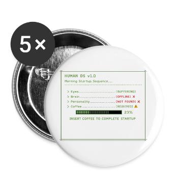 Human OS Morning Startup - Programmeur Funny Coffee - Lot de 5 grands badges (56 mm) - blanc - Devant