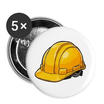 Gelber Bauhelm Cartoon Stil - Buttons groß 56 mm (5er Pack) - Weiß - Vorne