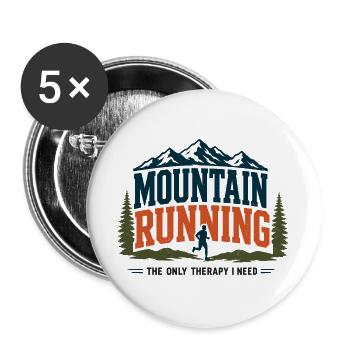 Mountain Running The Only Therapy I Need - Buttons large 2.2''/56 mm (5-pack) - white - Front
