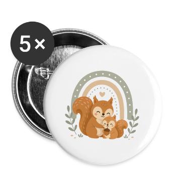 Squirrel Family Boho Rainbow - Buttons large 2.2''/56 mm (5-pack) - white - Front