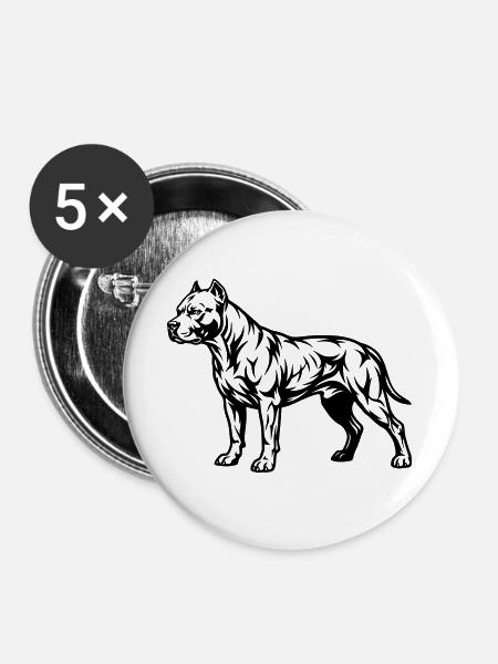 Staffordshire-Mitarbeiter - Buttons groß 56 mm (5er Pack) - Weiß