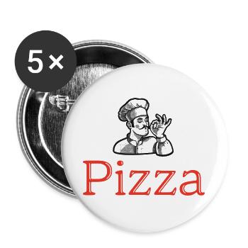 Pizza Chef - Buttons large 2.2''/56 mm (5-pack) - white - Front