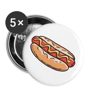 Hotdog - Hot Dog Fast Food Snack American - Buttons large 2.2''/56 mm (5-pack) - white - Front
