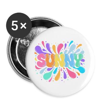 Sunny PopArt Multicolor - Buttons groß 56 mm (5er Pack) - Weiß - Vorne