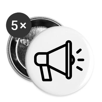 mégaphone - Lot de 5 grands badges (56 mm) - blanc - Devant