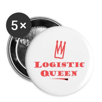 Logistik Königin Logo - Buttons groß 56 mm (5er Pack) - Weiß - Vorne