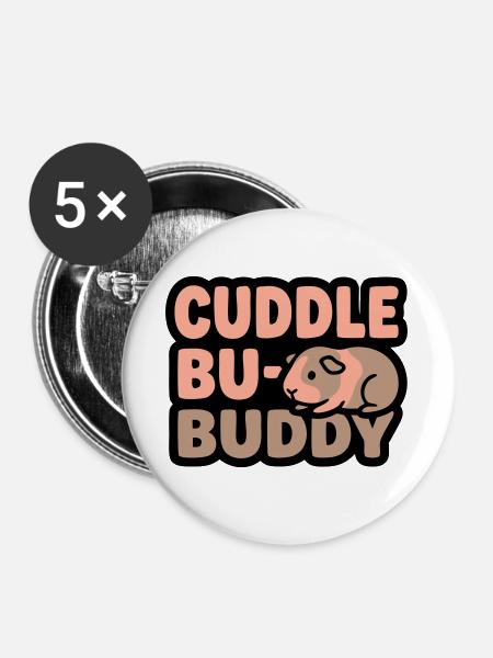 Meerschweinchen Liebe Cuddle Buddy Haustier - Buttons groß 56 mm (5er Pack) - Weiß