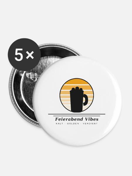 Feierabend Vibes Retro Sunset - Buttons groß 56 mm (5er Pack) - Weiß