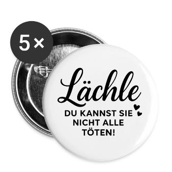 Lustiger Spruch Lächle Sarkasmus Design - Buttons groß 56 mm (5er Pack) - Weiß - Vorne