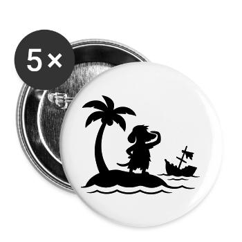 Dachshund on Desert Island – Funny Castaway Dog - Buttons large 2.2''/56 mm (5-pack) - white - Front