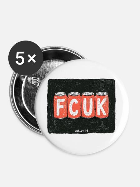FCUK Cans Worldwide - Buttons groß 56 mm (5er Pack) - Weiß