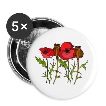 Fleur - Lot de 5 grands badges (56 mm) - blanc - Devant