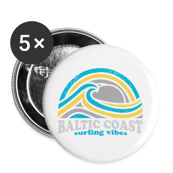Baltic Coast Surf Design – Ocean Blue - Buttons large 2.2''/56 mm (5-pack) - white - Front