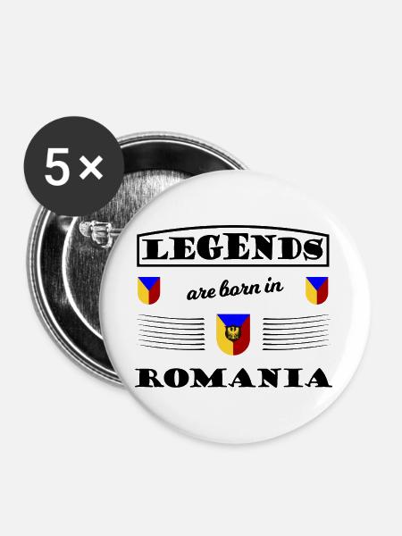 Dreifarbiges Rumänien Wappenmotiv - Buttons groß 56 mm (5er Pack) - Weiß