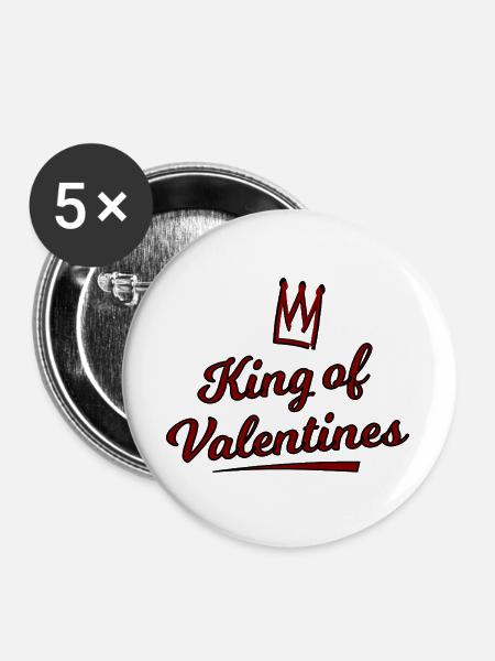 King of Valentines Crown Script - Buttons groß 56 mm (5er Pack) - Weiß