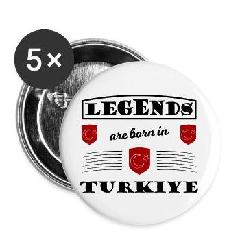 Roter Schild Türkei - Buttons groß 56 mm (5er Pack) - Weiß - Vorne