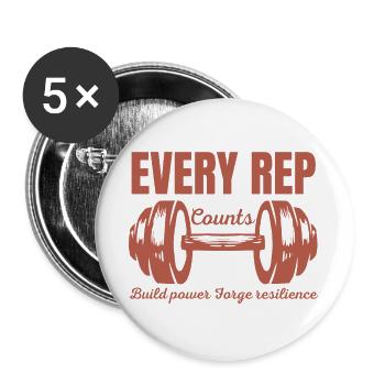 Every Rep Counts Barbell Fitness Gym Motivation - Buttons large 2.2''/56 mm (5-pack) - white - Front