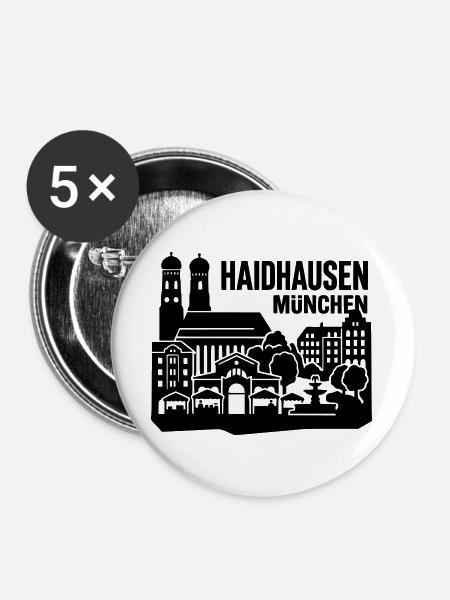 München Skyline Haidhausen - Buttons groß 56 mm (5er Pack) - Weiß