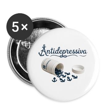 Antidepressive Anker Glitter Logo - Buttons groß 56 mm (5er Pack) - Weiß - Vorne