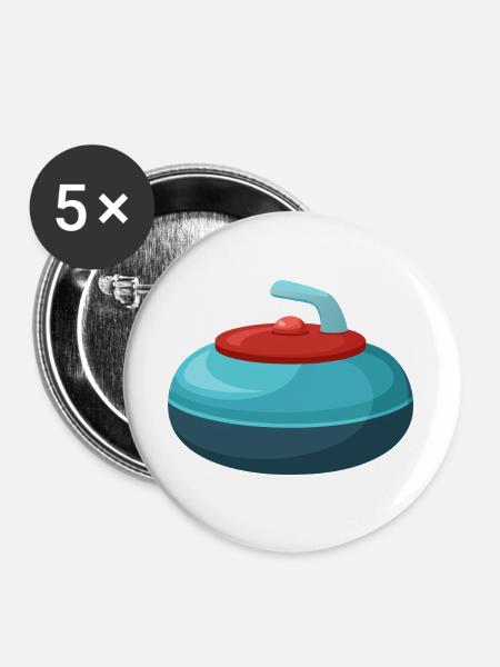 Curling Stone - Buttons groß 56 mm (5er Pack) - Weiß