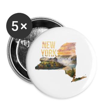 New York State Aquarell Landkarte - Buttons groß 56 mm (5er Pack) - Weiß - Vorne