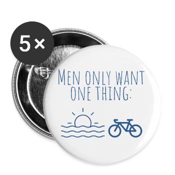 Blaue Strandbike Minimal-Print - Buttons groß 56 mm (5er Pack) - Weiß - Vorne
