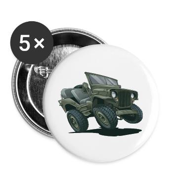 Willys MB Geländewagen Cartoon | RCCX - Buttons groß 56 mm (5er Pack) - Weiß - Vorne