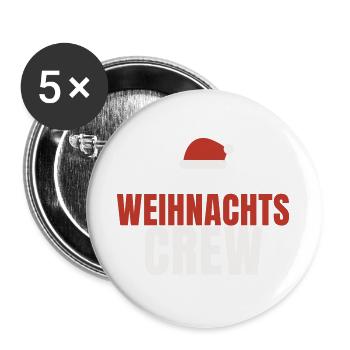 Weihnachts Crew Weihnachtsmütze Familie Team Fest - Buttons groß 56 mm (5er Pack) - Weiß - Vorne