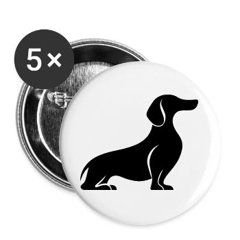 Dackel - Buttons groß 56 mm (5er Pack) - Weiß - Vorne