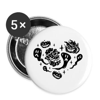 Halloween Heart with Halloween Ghost - Buttons groß 56 mm (5er Pack) - Weiß - Vorne