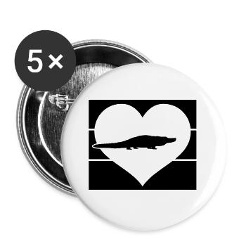 Cœur d’alligator - Lot de 5 grands badges (56 mm) - blanc - Devant