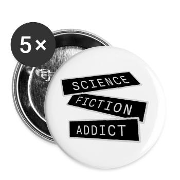 Citation d’amateur de science-fiction accro à la science-fiction - Lot de 5 grands badges (56 mm) - blanc - Devant