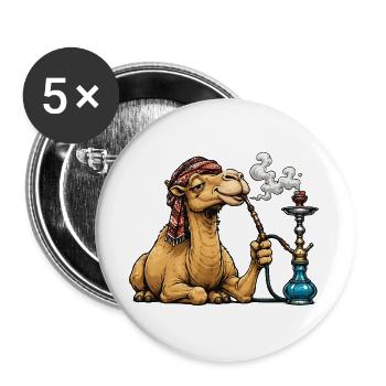 Camel with Shisha Cartoon - Buttons large 2.2''/56 mm (5-pack) - white - Front