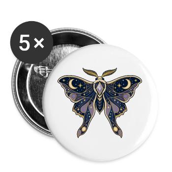 Kosmische Nachtfalter Magie - Buttons groß 56 mm (5er Pack) - Weiß - Vorne